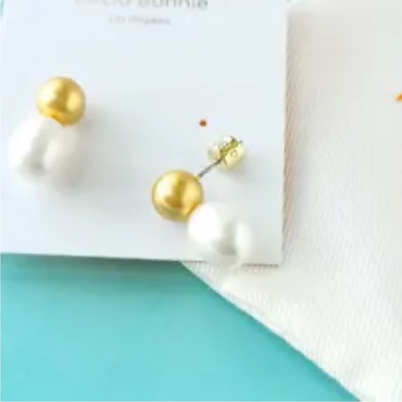 NEW Alicia Bonnie Vera Earrings in White Freshwater Pearl 14k Gold - Picture 4 of 4
